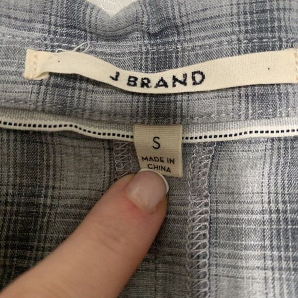 j brand womens gray plaid long sleeve button down top small - Picture 3 of 4